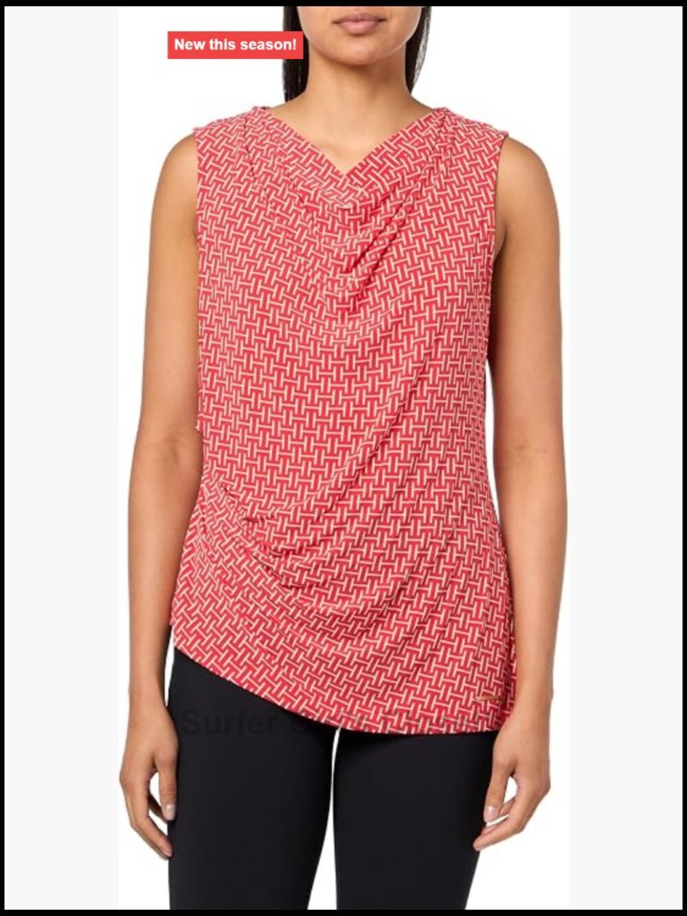 Sleeveless Cowl Neck Printed Jersey Blouse Women's Top